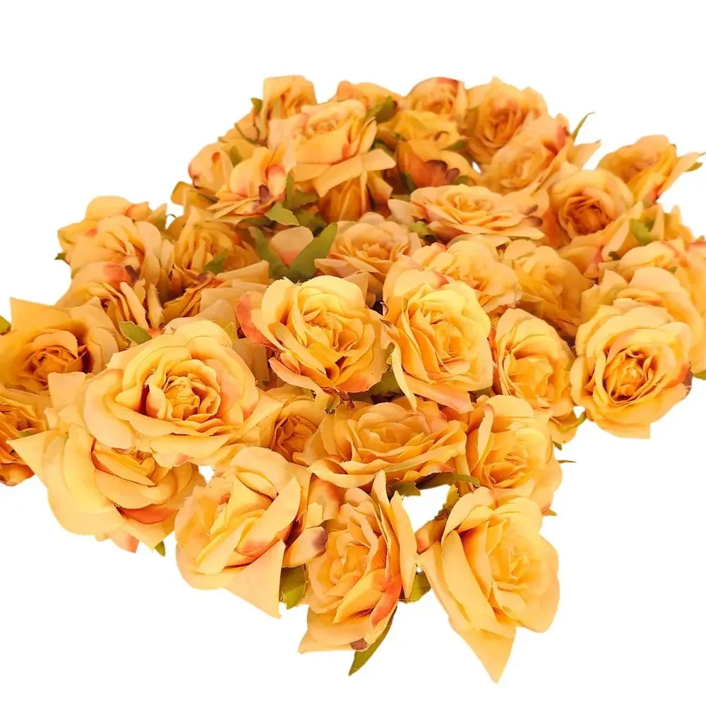 60 Peach Silk Rose Heads 3